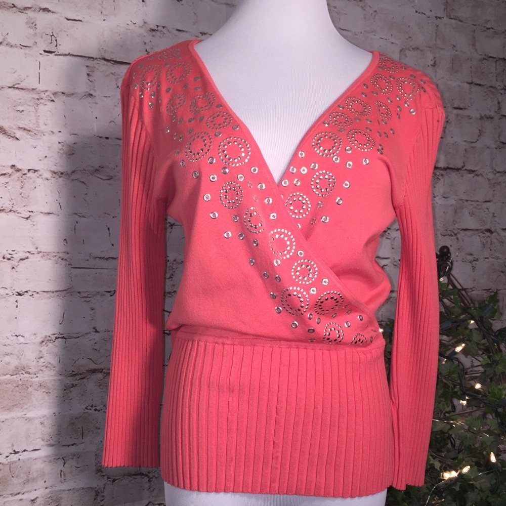 Beautiful V-neck Sweater with Embellishments